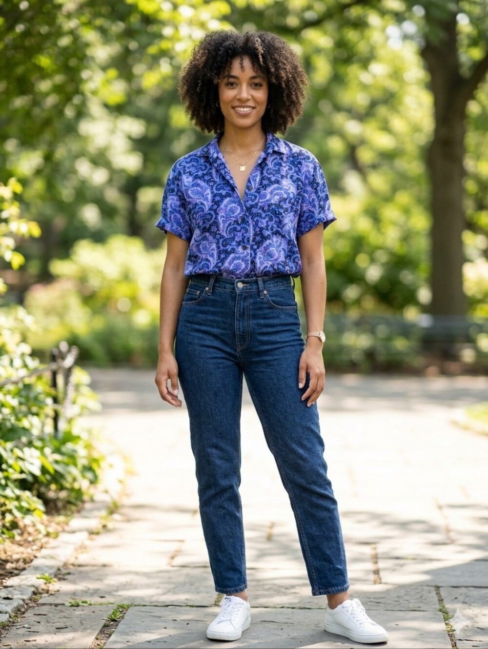 Vintage Purple/ Blue Paisley Print Button Up Shirt